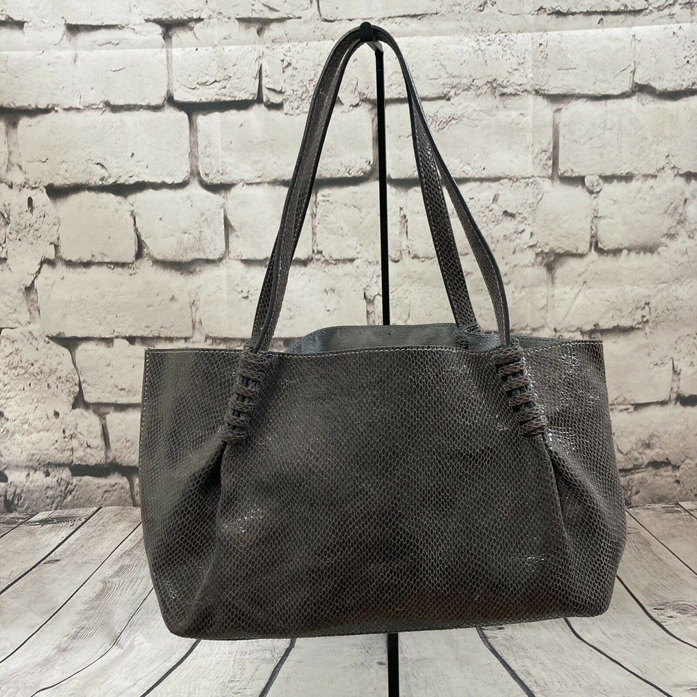 Buco Snake print gray Small shoulder‎ bag Double Handles 15 X 8